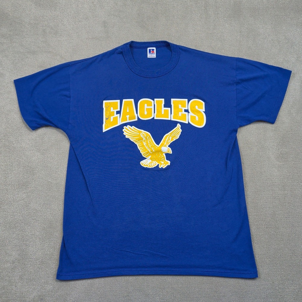 Vintage Russell Athletic T Shirt Mens Large Blue Eagles 51 Single Stitch USA